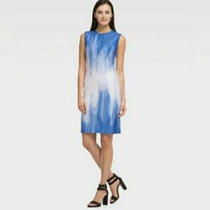 NWOT - DKNY black, grey and white watercolor scuba dress.